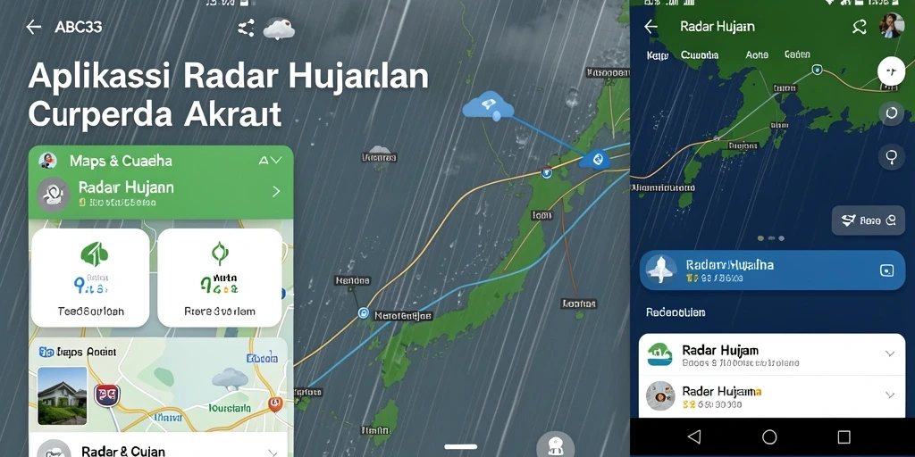 Tampilan antarmuka radar hujan aplikasi ABC33 yang informatif.