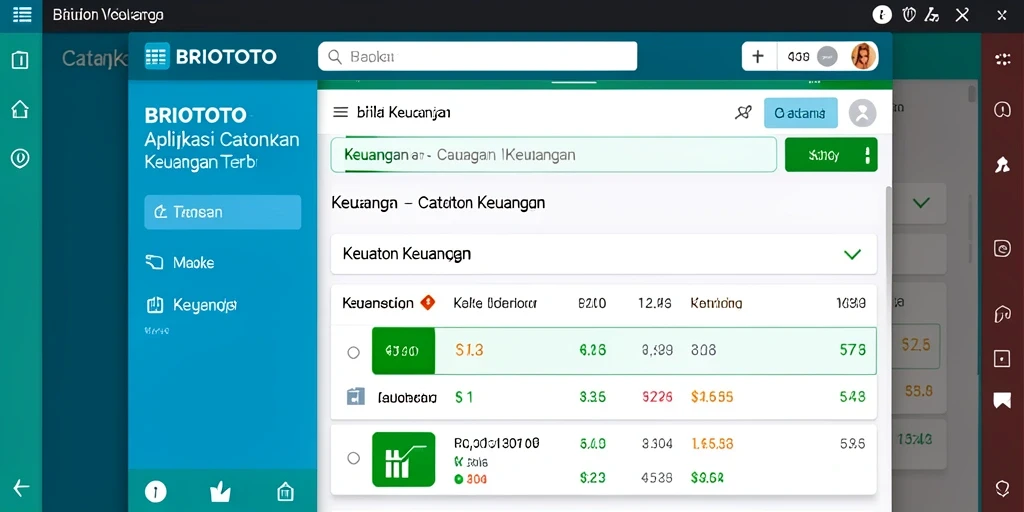 Antarmuka BRIOTOTO menampilkan fitur Catatan Keuangan yang intuitif dan mudah digunakan.