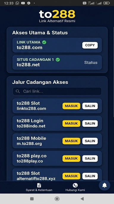 Tampilan link alternatif to288