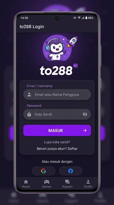 Tampilan halaman login to288